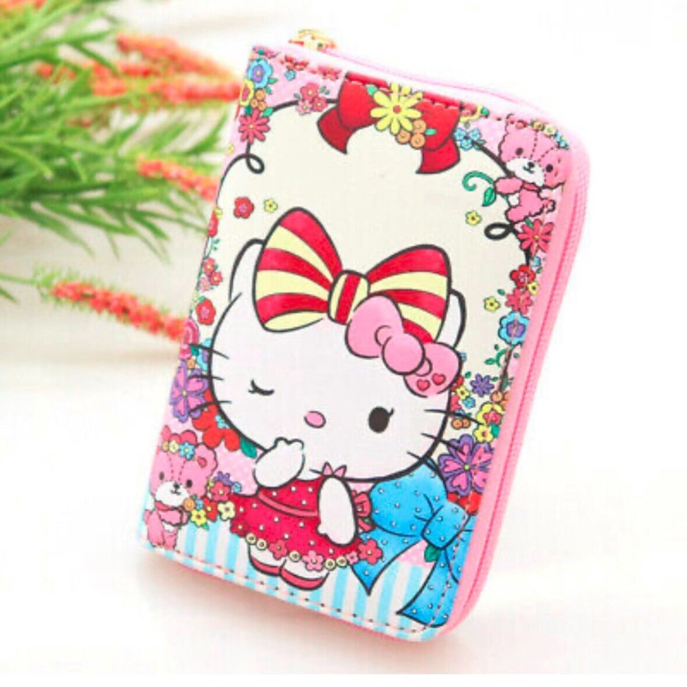 Wink Fashion Wallet Hello Kitty Round Zip Wallet Kawaii Pink White Melody Clutc